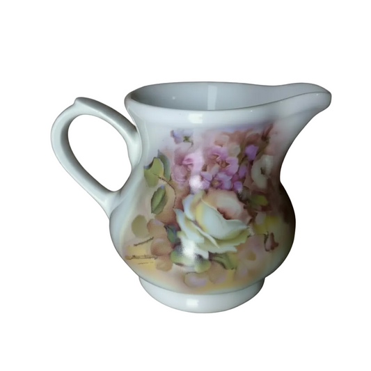 Small English Vintage Ceramic Pitcher/Creamer with Rose Pattern