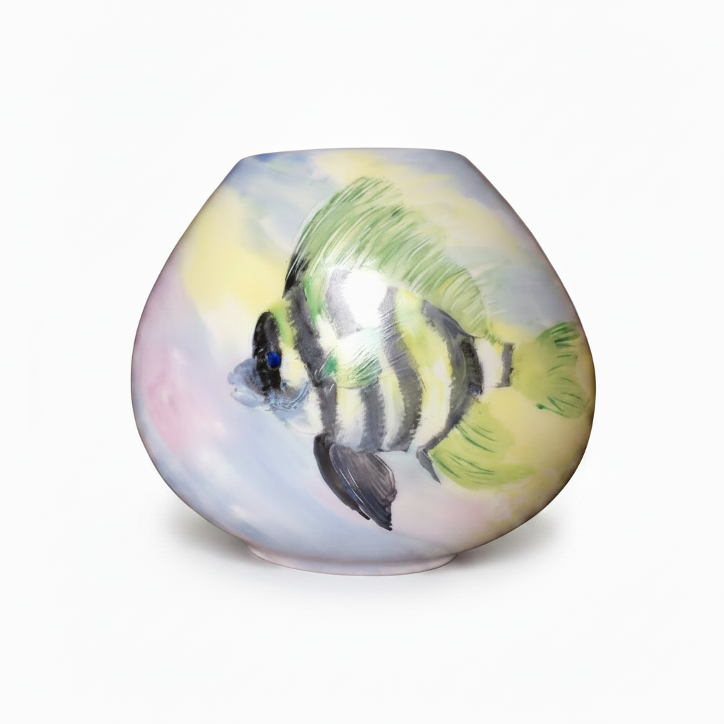 Handpainted Marine/Reef Themed Vintage Ceramic Vase