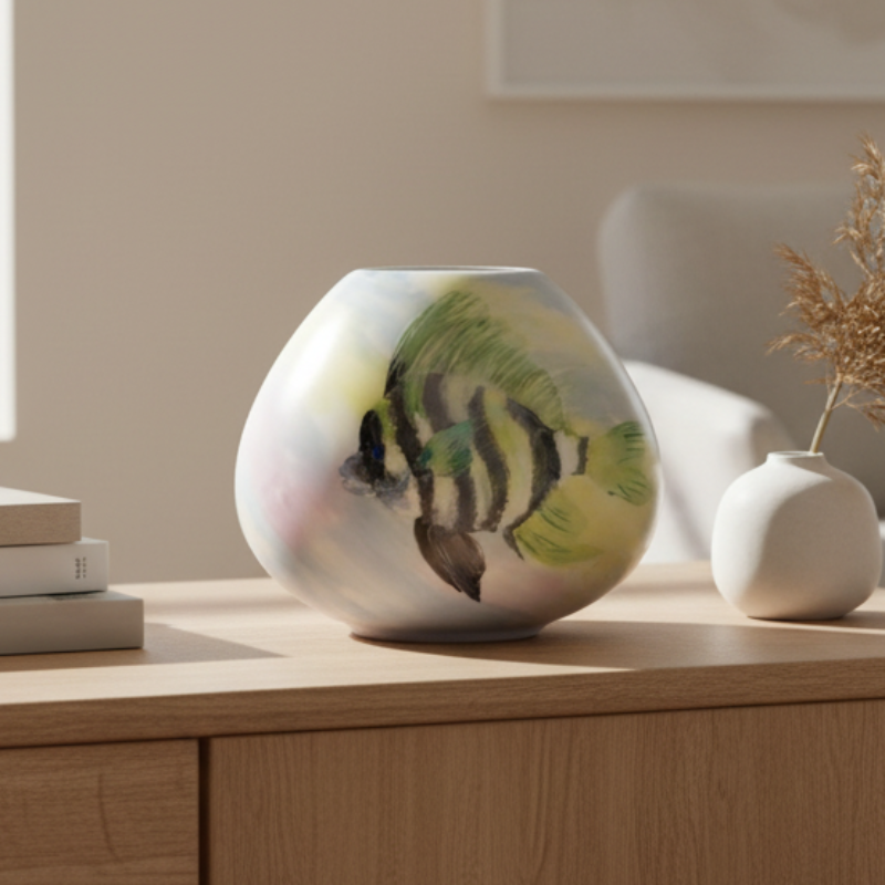 Handpainted Marine/Reef Themed Vintage Ceramic Vase