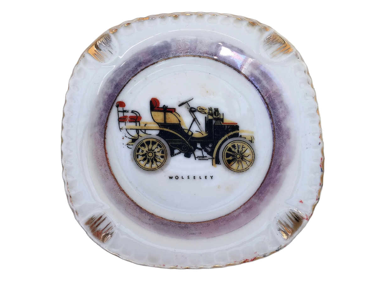 Wolseley Old Automobil Pattern Vintage Japanese Porcelain Ash Tray