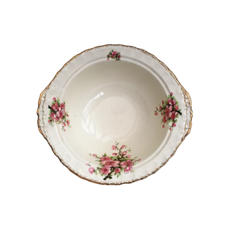 Creampetal Grindley Vegetable Serving Bowl with Peach Blossom Pattern