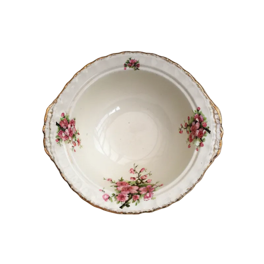 Creampetal Grindley Vegetable Serving Bowl with Peach Blossom Pattern