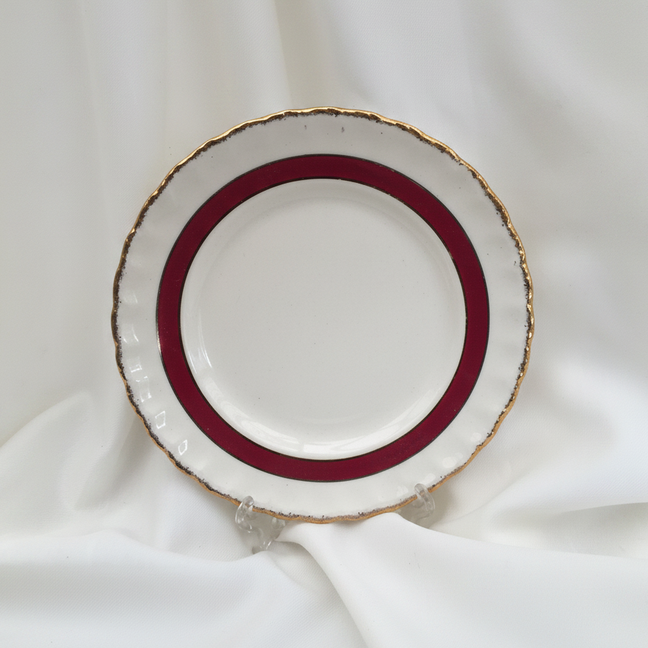 Creampetal Grindley 7" Bread and Butter Side Plate Ivory/Burgundy/Gold Band