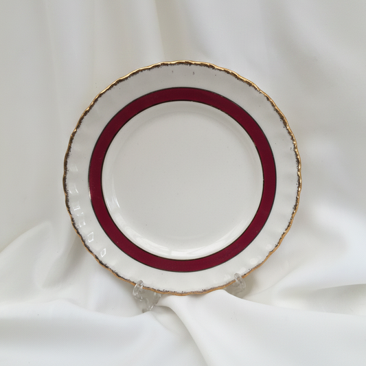 Creampetal Grindley 7" Bread and Butter Side Plate Ivory/Burgundy/Gold Band