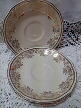 Load image into Gallery viewer, Set of 4 Vintage Alfred Meakin Saucers Gold Chintz - Scalloped Edge