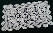 Load image into Gallery viewer, Vintage Crocheted Lace Placemat or Table Runner Large Rectangular Crochet Lace Doily Ivory Colour