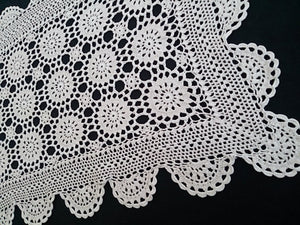 Small Vintage Crocheted Lace Ecru (Natural Cotton) Coloured Table Runner