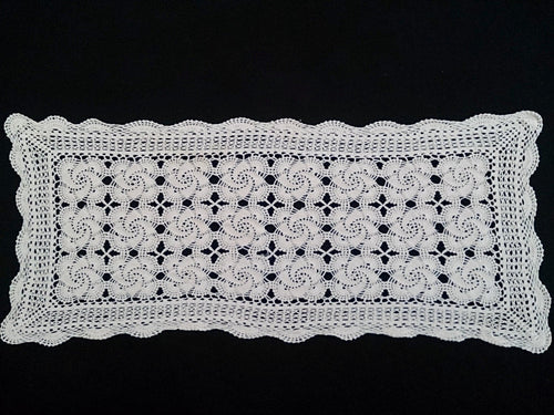 Vintage Crocheted Rectangular Lace Ivory Coloured Table Runner
