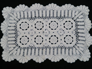 Crocheted Rectangular Vintage Lace Doily or Placemat in Off White/Ivory Colour