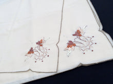 Load image into Gallery viewer, 11 Vintage Ivory and Ecru Embroidered Cotton Blend Party Napkins