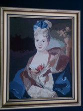 Load image into Gallery viewer, Vintage Tapestry Picture. Framed Gobelin Portrait of a Lady