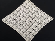Load image into Gallery viewer, Diamond Shape Vintage Antique Linen White Colour Cotton Lace Crocheted Table Runner