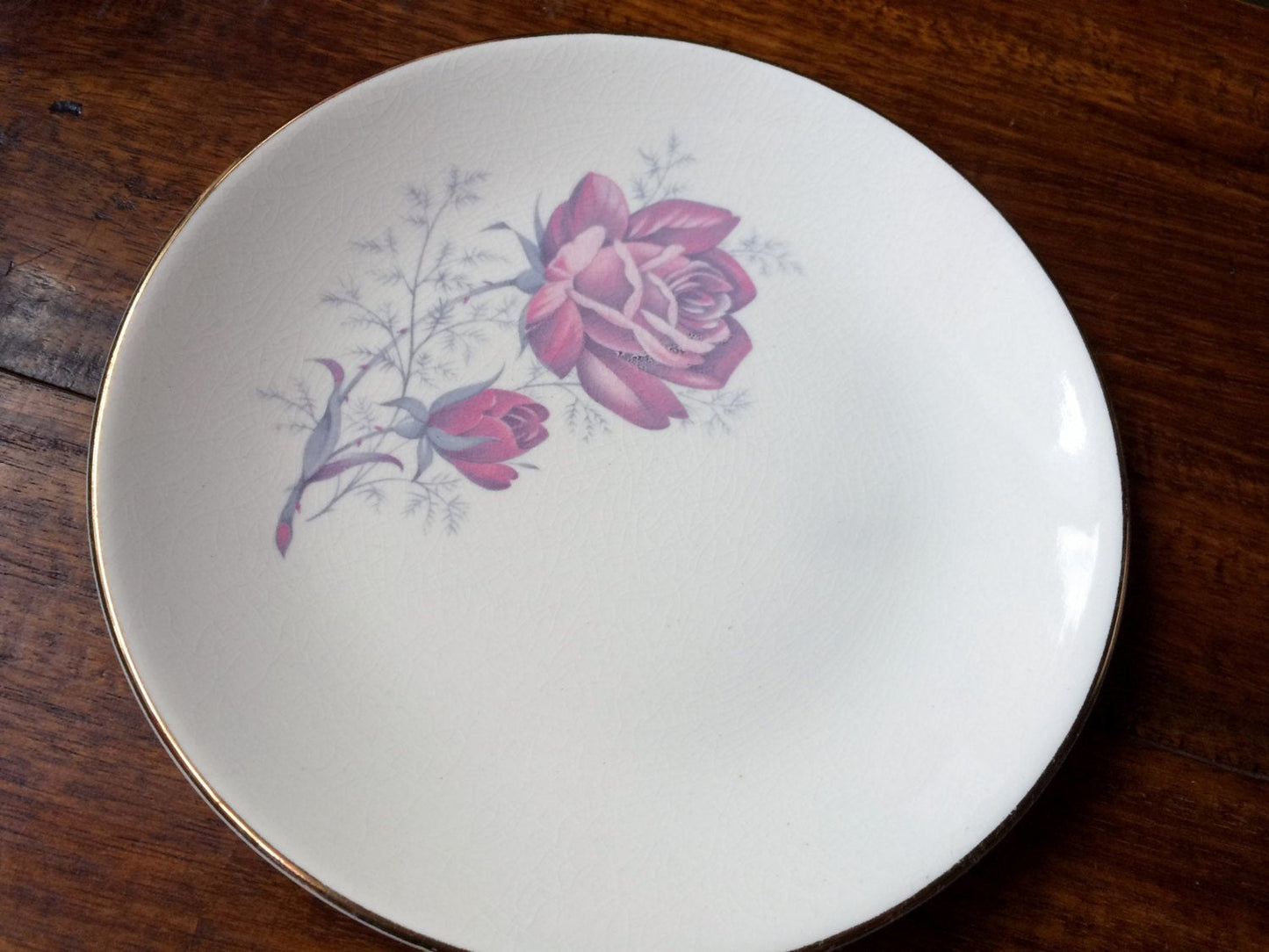 Vintage Swinnertons Staffordshire "Luxor Vellum" Side Plate with Red Roses