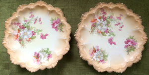 M Z Austria, Moritz Zdekauer 3 Rococo Style Porcelain Plates