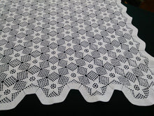 Load image into Gallery viewer, Unique Small White Vintage Cotton Lace Crocheted Square Tablecloth with Star Pattern