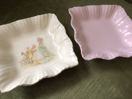 Pair of J G Meakin Ring Dishes, Rosa (Pink) and 18th Century Couple Design