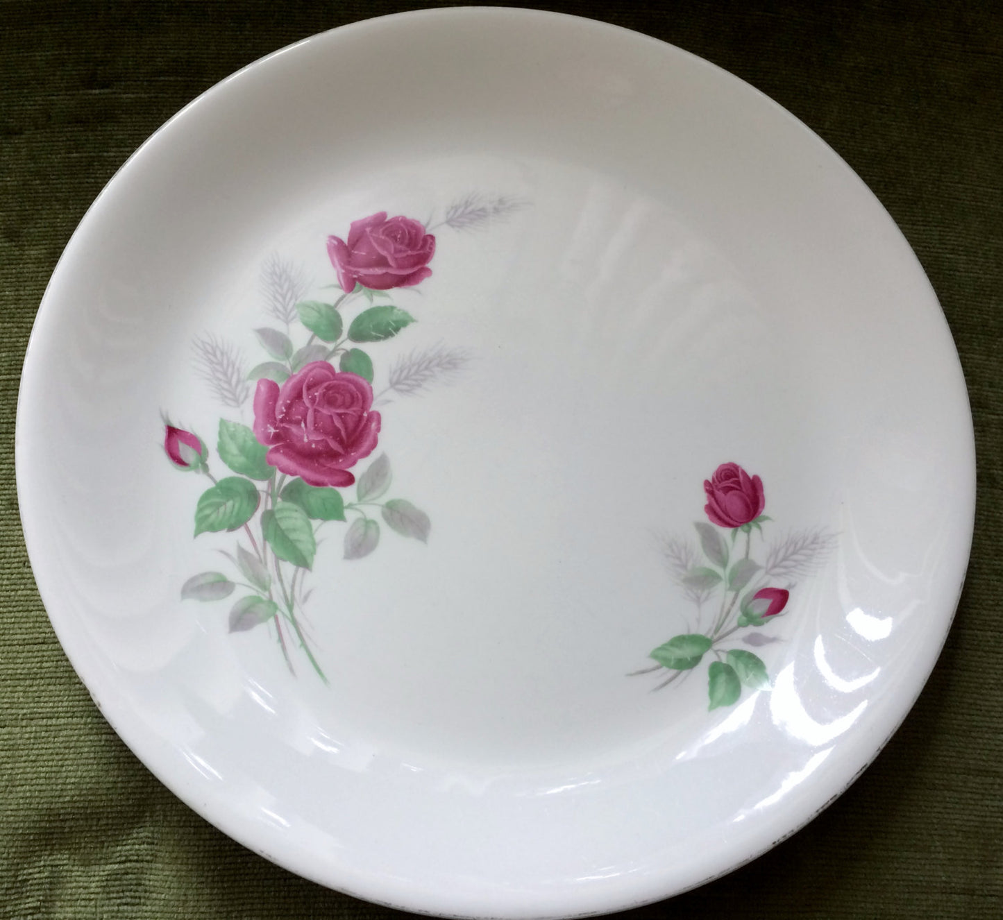 Vintage Alfred Meakin "Crimson Rose" and Wheat Ear 10" Dinner Plate