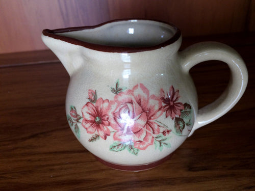 Small Australian Vintage Creamer with Red Roses Pattern