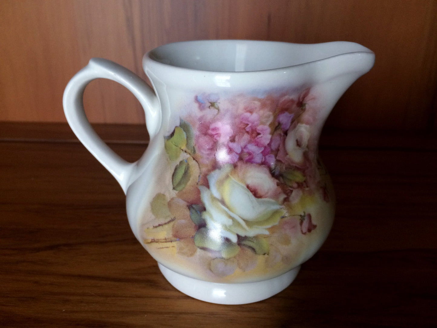 Small English Vintage Ceramic Pitcher/Creamer with Rose Pattern
