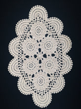 Load image into Gallery viewer, Vintage Ecru (Natural Cotton) Colour Oval Crocheted Lace Doily