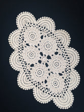 Load image into Gallery viewer, Vintage Ecru (Natural Cotton) Colour Oval Crocheted Lace Doily