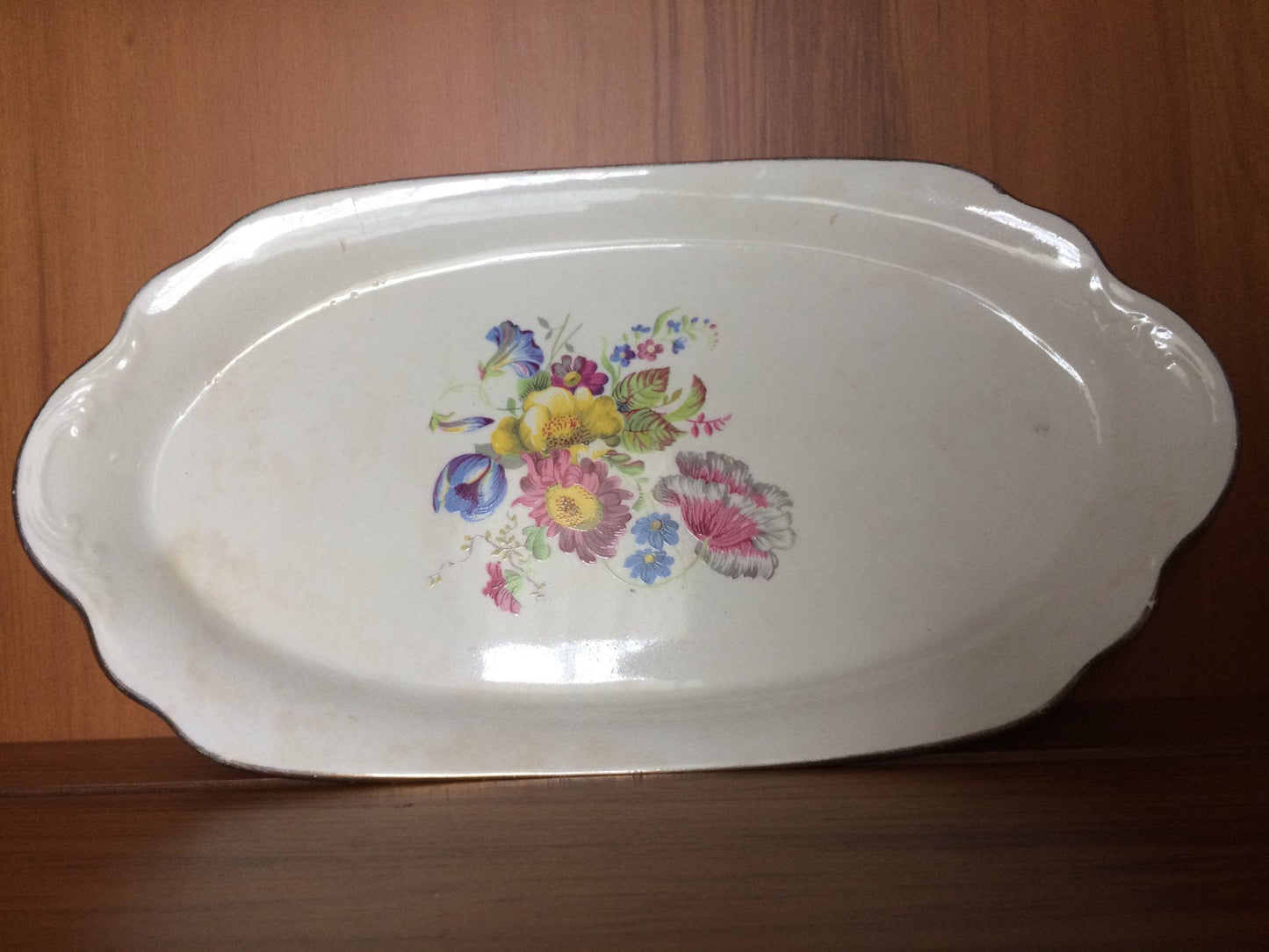 Vintage J G Meakin (England) Oval Sandwich Serving Platter with Poppies