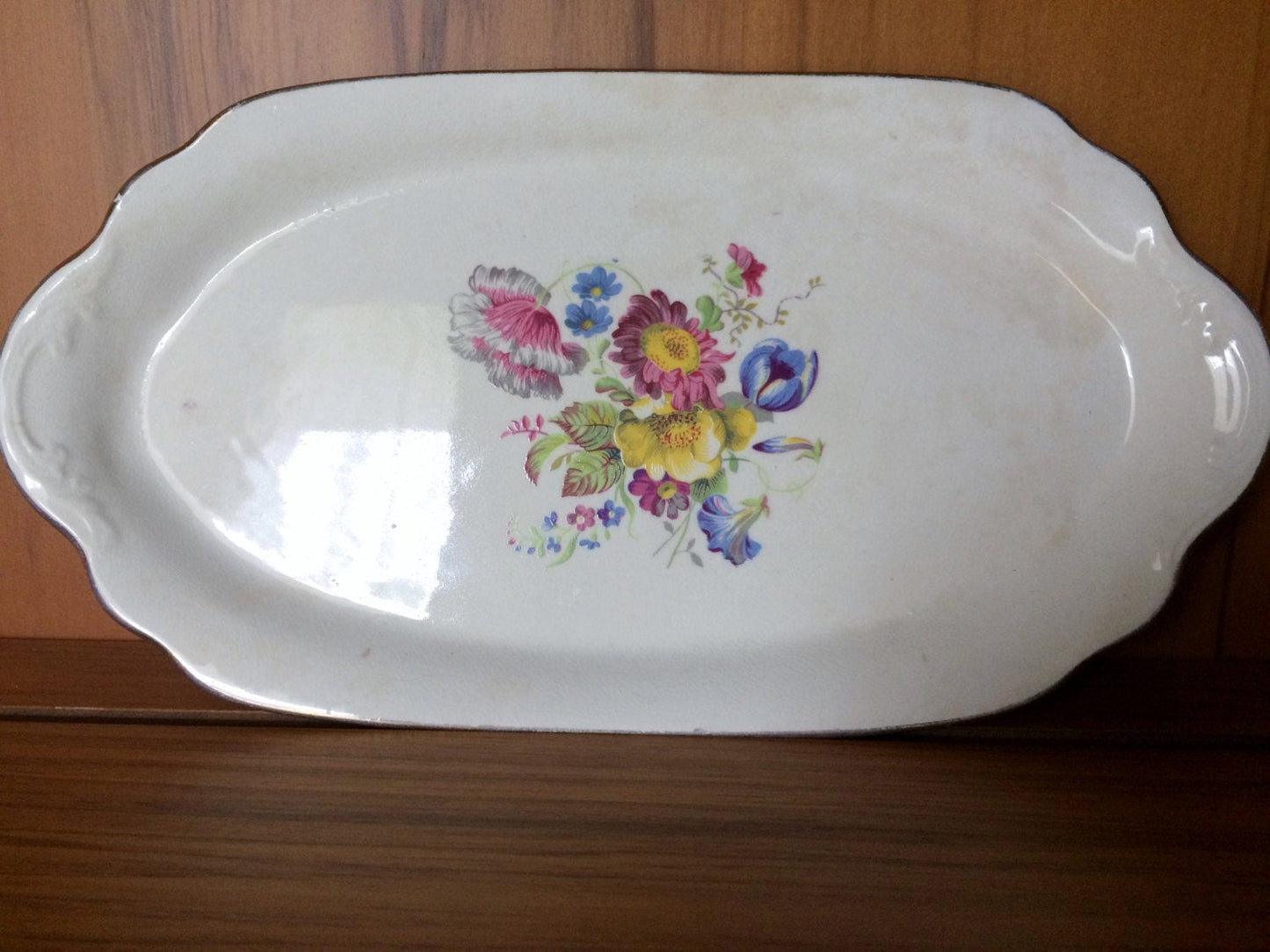 Vintage J G Meakin (England) Oval Sandwich Serving Platter with Poppies