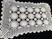 Load image into Gallery viewer, Vintage Oblong Crocheted Antique Linen White Cotton Lace Doily or Tray Cloth