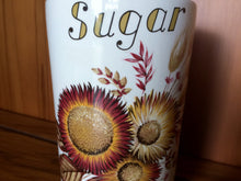 Load image into Gallery viewer, Hand Painted Antique Sugar Canister with Sunflowers and Wooden Lid