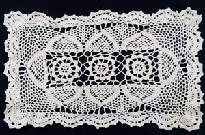 Crocheted Ivory Coloured Vintage Chunky Cotton Lace Doily, Tray Cloth or Placemat