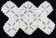 Load image into Gallery viewer, White Vintage Crocheted Oblong Cotton Lace Doily