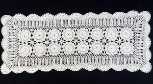Vintage Crocheted Off White/Cream Crochet Lace Table Runner