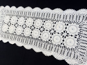 Vintage Crocheted Off White/Cream Crochet Lace Table Runner