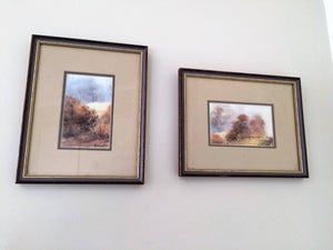 Vintage Watercolours. A Pair of Original Vintage Landscape Paintings in Gilded Wooden Frame. Australian Art