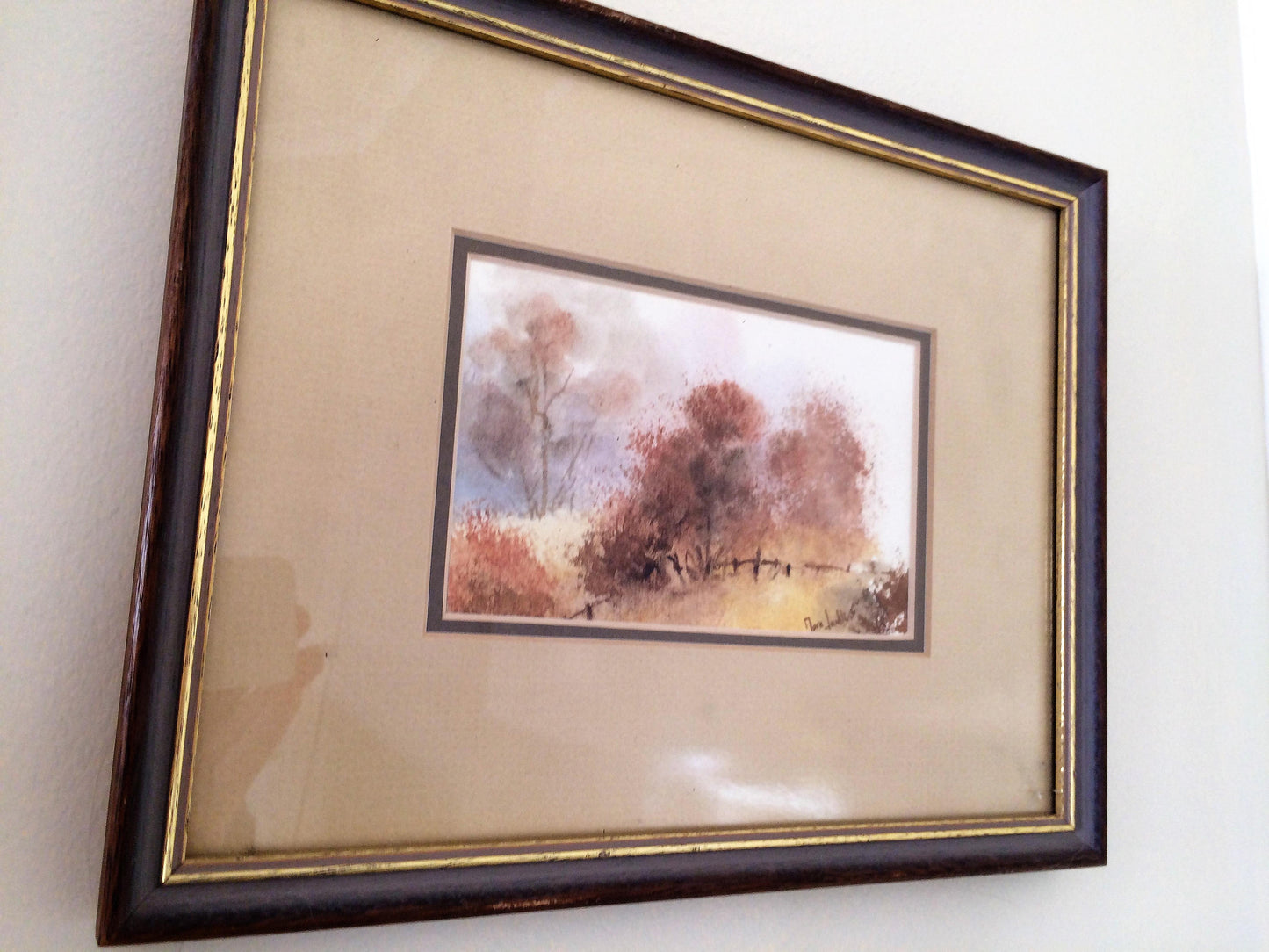 Vintage Watercolours. A Pair of Original Vintage Landscape Paintings in Gilded Wooden Frame. Australian Art