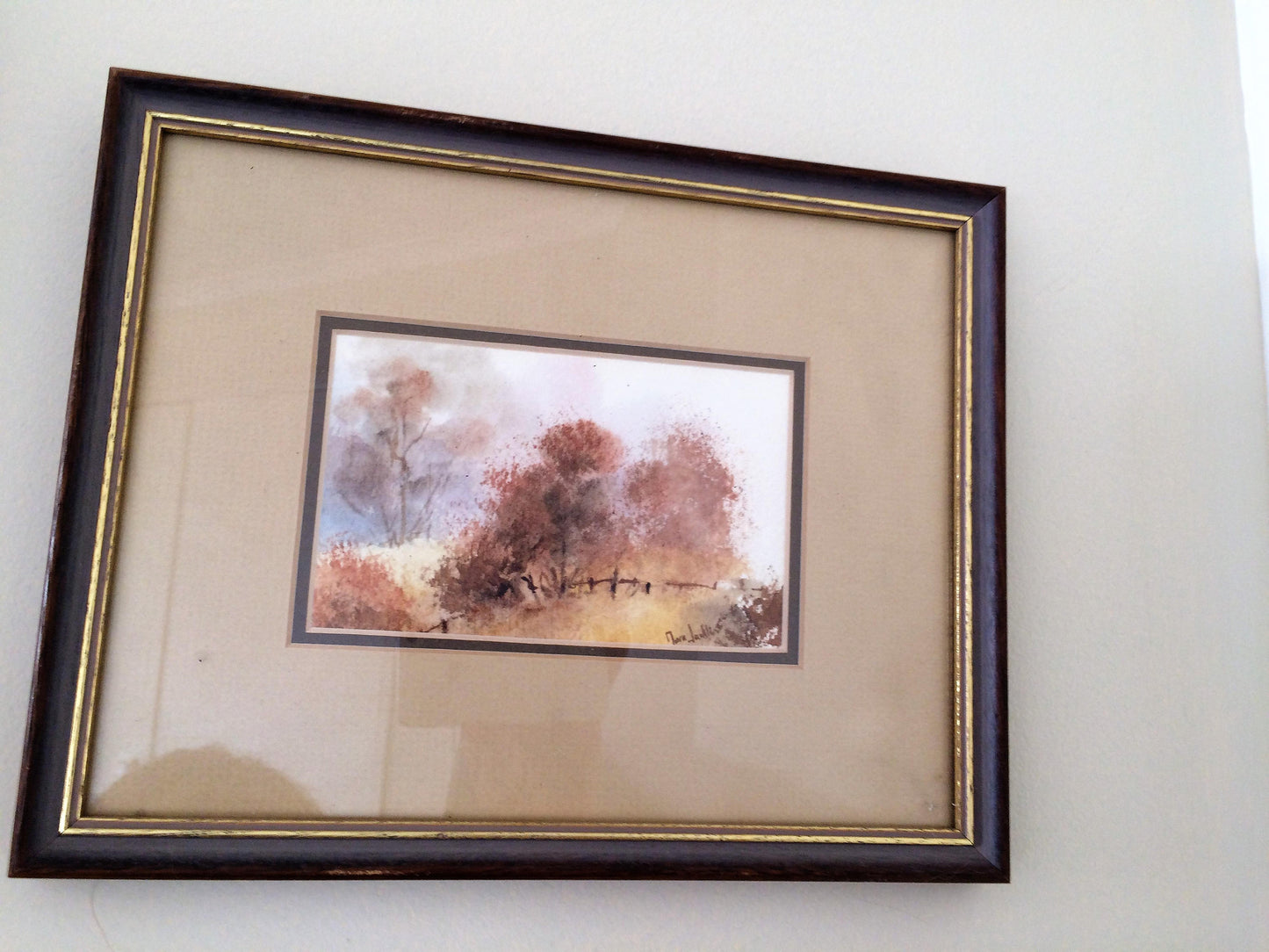 Vintage Watercolours. A Pair of Original Vintage Landscape Paintings in Gilded Wooden Frame. Australian Art