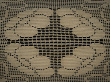 Load image into Gallery viewer, Butterflies and Anemones Crochet Table Mat Filet Crochet Ecru (Light Brown) Cotton Lace Doily