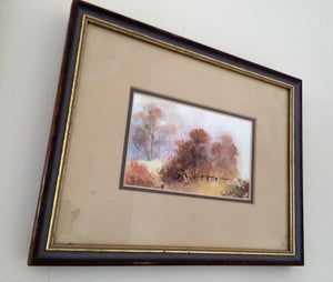 Vintage Watercolours. A Pair of Original Vintage Landscape Paintings in Gilded Wooden Frame. Australian Art