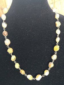 Wire Wrapped Citrine Crystal Bead Necklace. Vintage Necklace