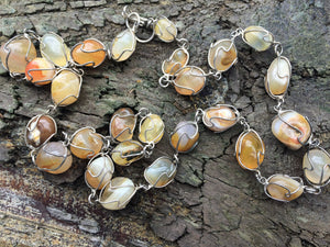 Wire Wrapped Citrine Crystal Bead Necklace. Vintage Necklace