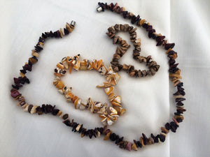 Tiger Eye Chip Necklace with Two Bracelets