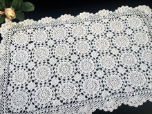 Load image into Gallery viewer, Small Off-White Vintage Crocheted Cotton Lace Table Runner