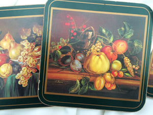Pimpernel Drink Coasters. A Set of 6 Pimpernel Cork Coasters "Still Life Fruits" VKD0055