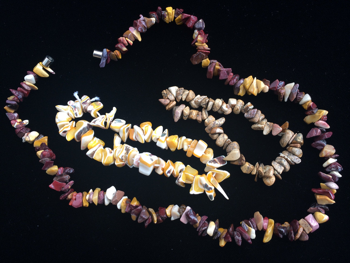 Tiger Eye Chip Necklace with Two Bracelets