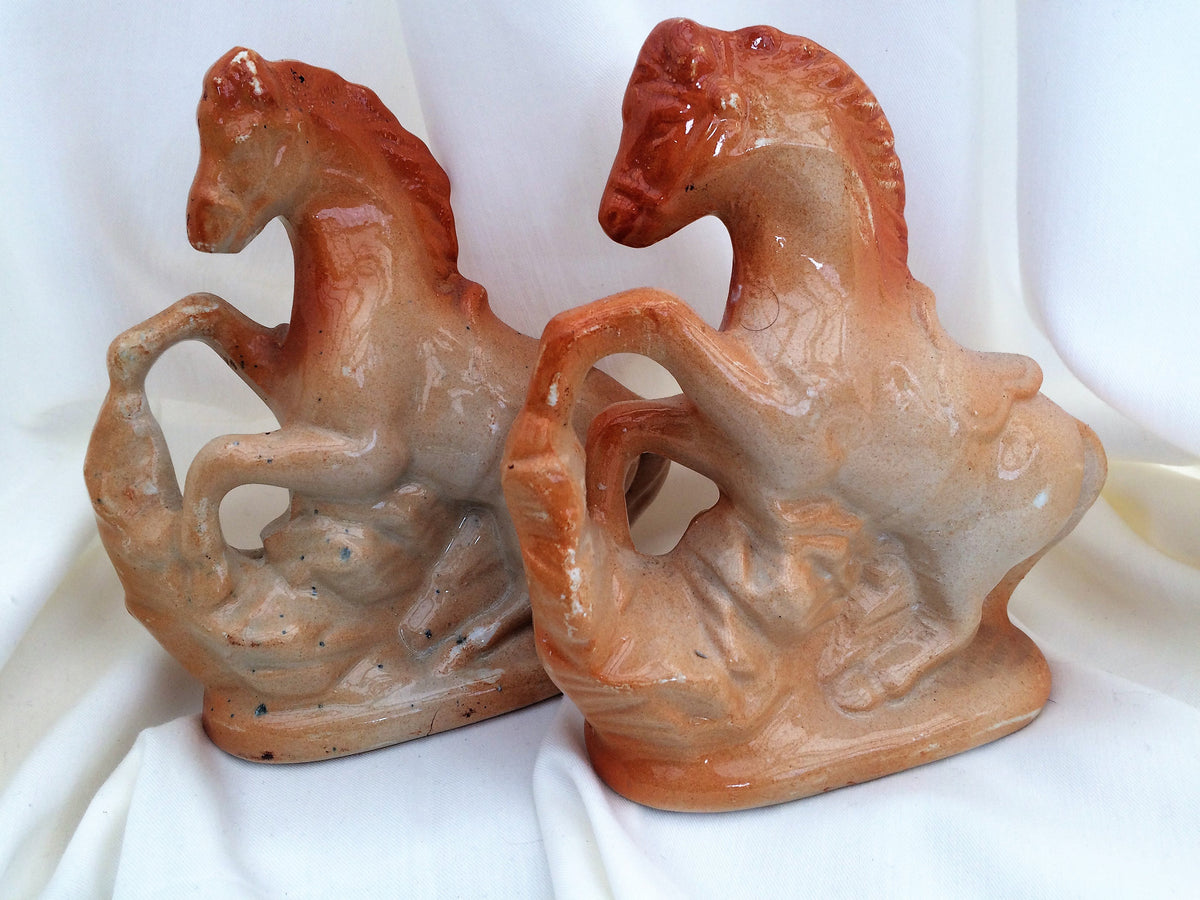 Horse Figurines. A Pair of Vintage English Horse Porcelain Ornaments ...