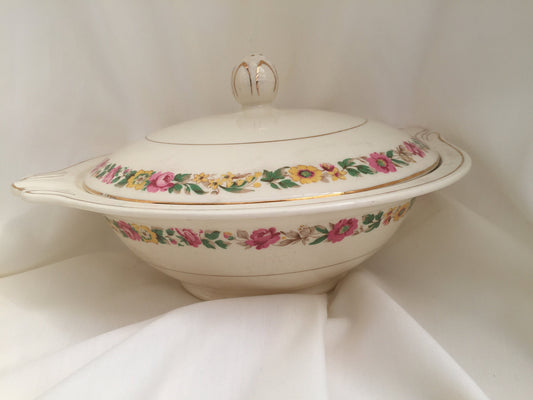 J & G Meakin Vintage Ceramic Vegetable Serving Bowl with Lid