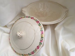 J & G Meakin Vintage Ceramic Vegetable Serving Bowl with Lid