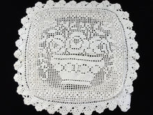 Load image into Gallery viewer, Vintage Square Cushion Cover. Off-White Crochet Lace Cushion Cover