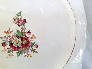Lord Nelson Pottery (UK) Vintage Flat Cake Plate with Wild Roses Pattern