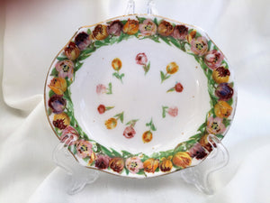 Vintage Royal Doulton Hand Painted Oval Ring Dish with Tulips